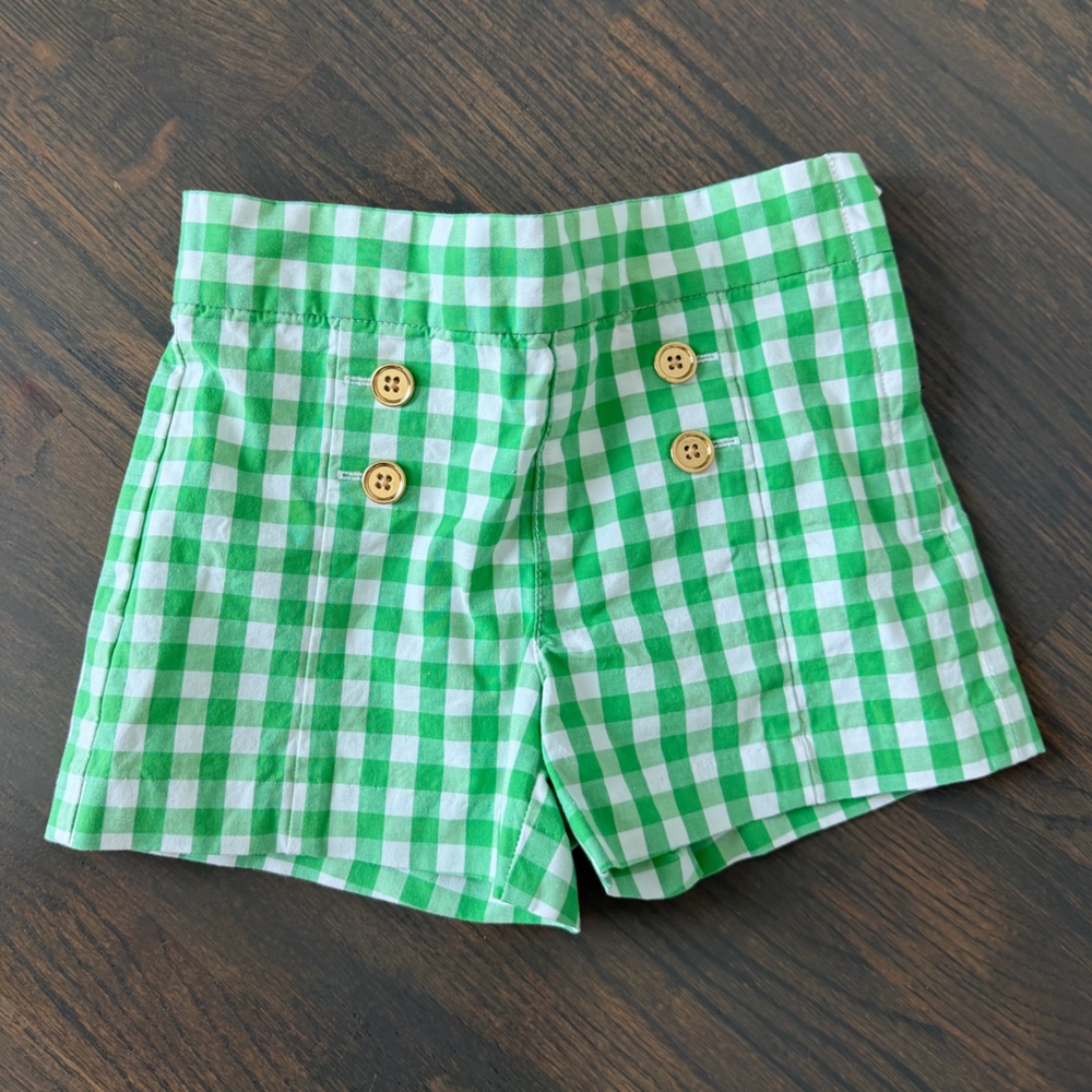 Janie and Jack Green Gingham Shorts
